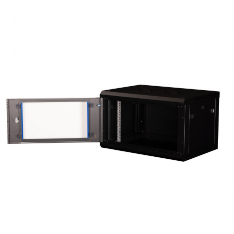 Шкаф 19" телекоммуникационный настенный, 6U 368x600х450 мм, дверь стекло, черный